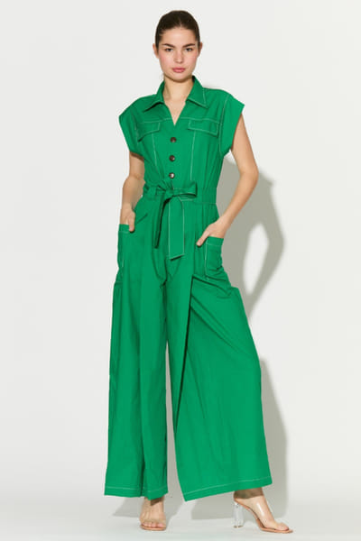 KoAi Green poplin cotton jumpsuit KOAIMAY26D344886