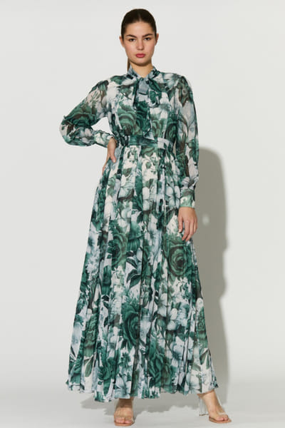KoAi White and mint floral printed long dress KOAIMAY26D344887