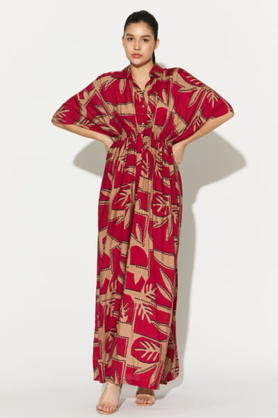 KoAi Red and golden patterned dress KOAIMAY26D344890