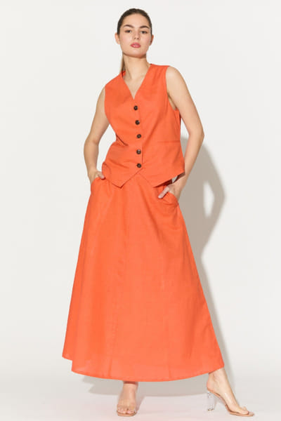 KoAi Orange linen skirt KOAIMAY26D344892