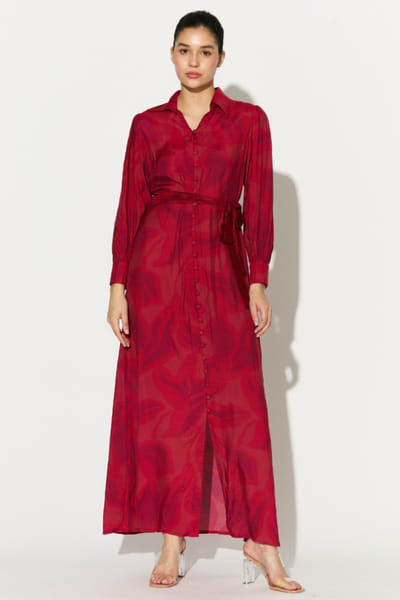 KoAi Red and pink floral printed shirt dress KOAIMAY26D344894