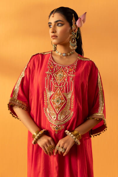 Kohbar Pink embroidered silk kaftan KOHBAPR26D143114