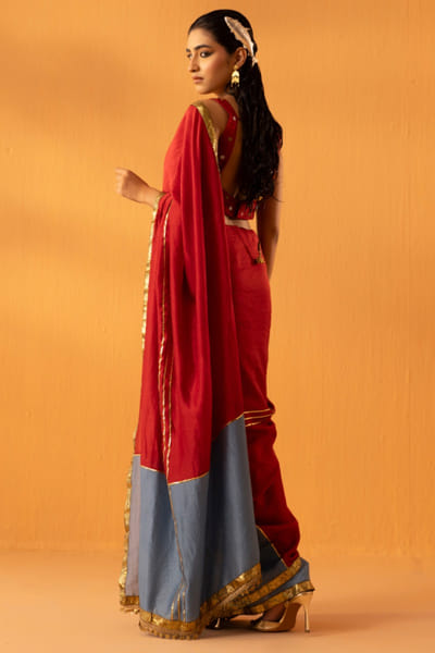 Kohbar Maroon embroidered saree set KOHBAPR26D143124