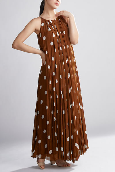 Brown polka dot dress