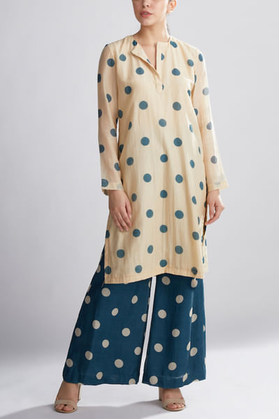 Cream polka dot kurta