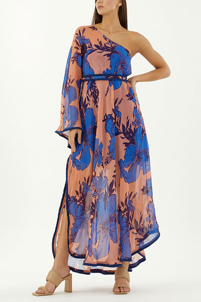 Floral print one-shoulder dress