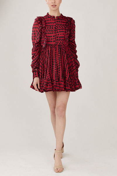 Red abstract printed dress