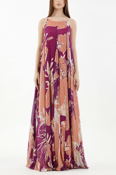 Floral print spaghetti long dress