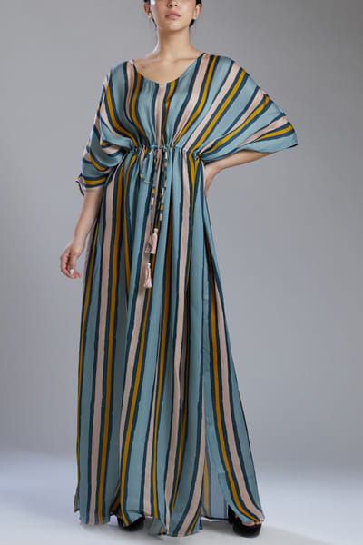 Multicoloured striped kaftan