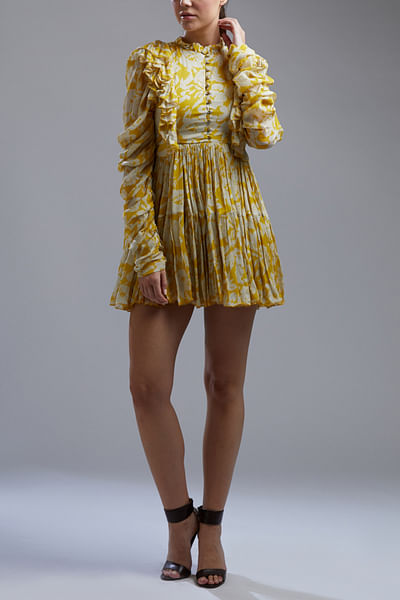 Yellow floral printed dress