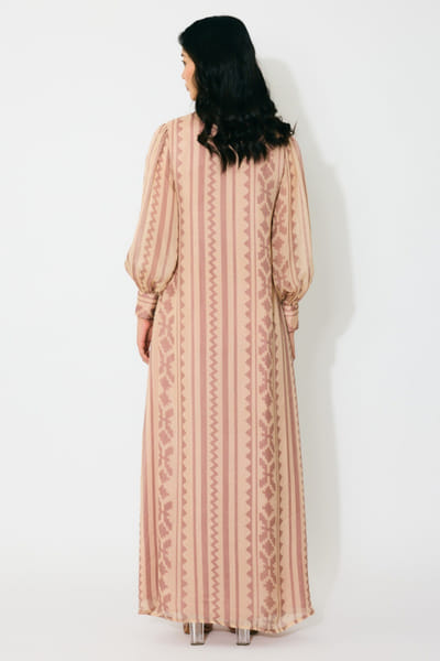 KoAi Peach and cream printed and belted shirt dress KOAAPR25D123050