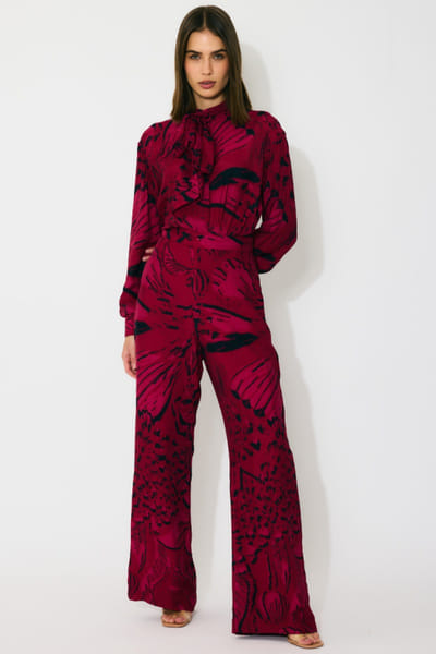 Hot pink and black printed pants