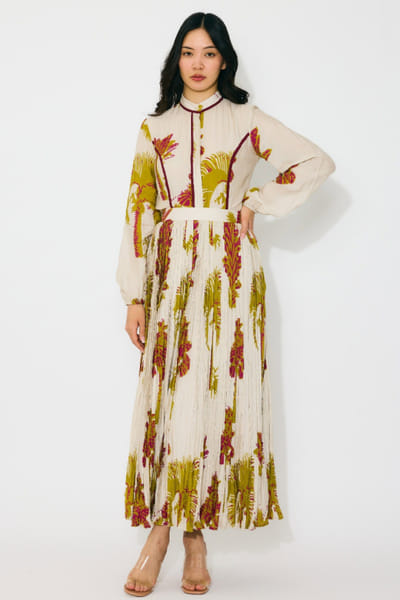 Beige and mustard printed top