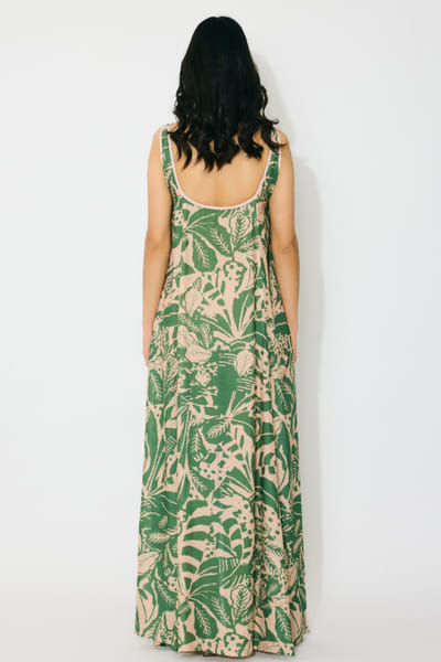 KoAi Peach and green printed and belted dress KOAAPR25D223296