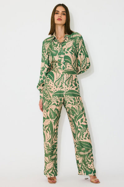 Peach and green printed pants