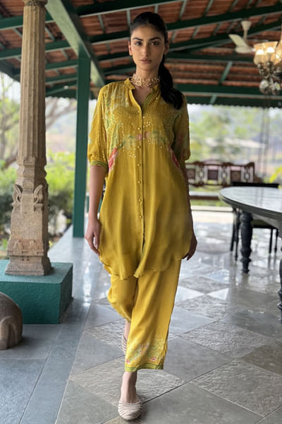 Yellow floral printed co-ords