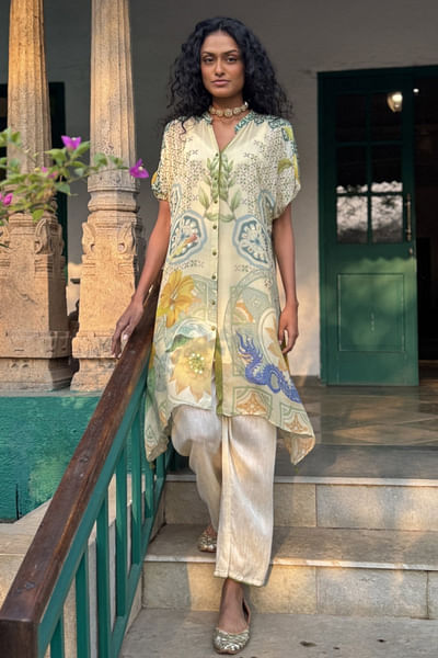 Ivory floral and artisanal printed co-ords