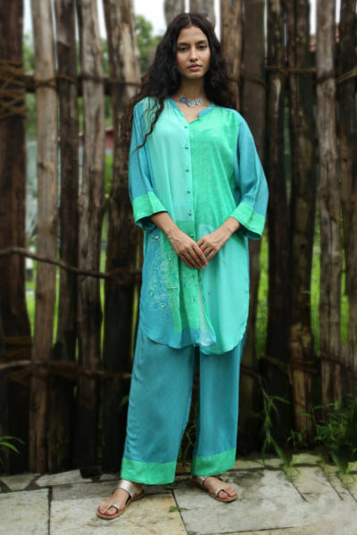 Aqua embellished co-ords