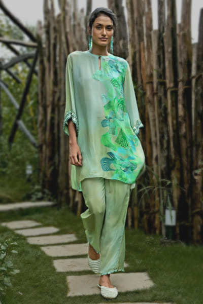 Aqua embroidered co-ords