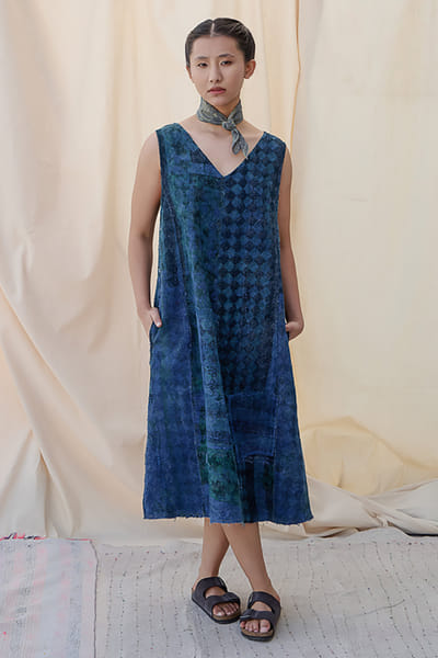 Meld studio Indigo blue kantha over dress MELDAUG26D252723