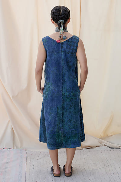 Meld studio Indigo blue kantha over dress MELDAUG26D252723