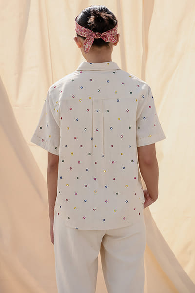 Meld studio Cream mirrorwork shirt MELDAUG26D252719
