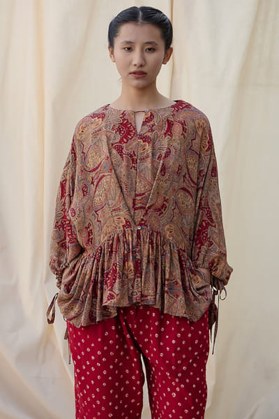 Meld studio Multicolour upcycled crepe silk top MELDAUG26D151877
