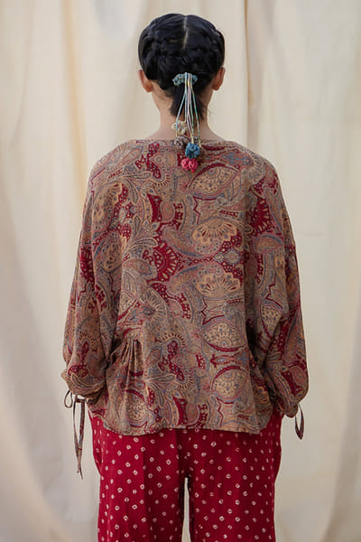 Meld studio Multicolour upcycled crepe silk top MELDAUG26D151877