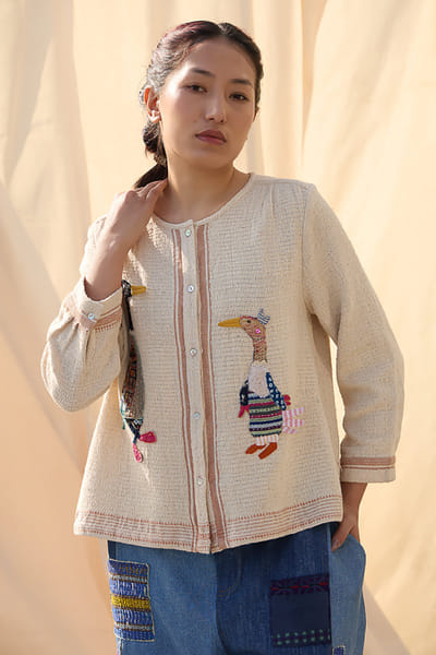 Meld studio Cream patchwork shirt MELDAUG26D252716