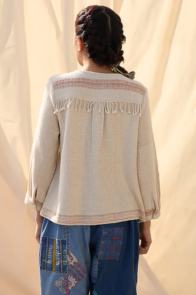 Meld studio Cream patchwork shirt MELDAUG26D252716