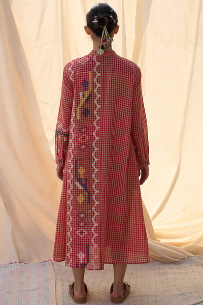 Meld studio Red woven checks dress MELDAUG26D252711
