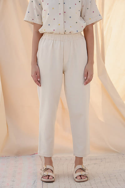 Meld studio White kala cotton pants MELDAUG26D151883