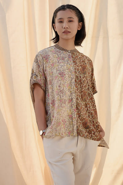 Meld studio Multicoloured upcycled floral shirt MELDAUG26D151884