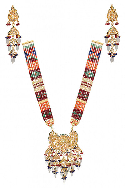 Multicolor paisley necklace set