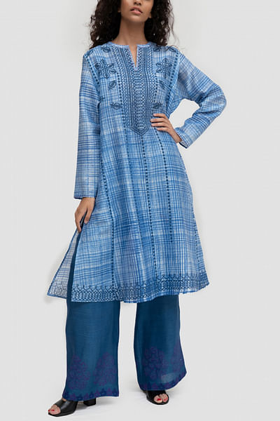 Blue printed kurta