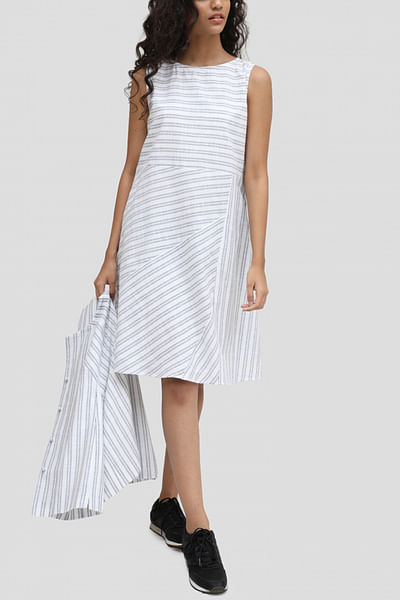 White linen sleeveless dress
