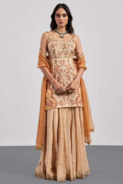 Ri Ritu Kumar Beige gold embroidered kurta set RIRIAUG26D151793