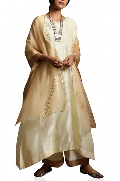 White A-line kurta set