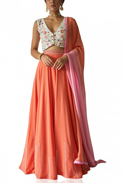 Peach lehenga set