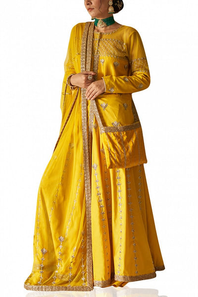 Yellow jacket and skirt set