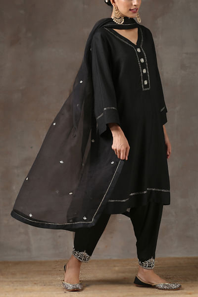 Black embroidered kurta salwar set