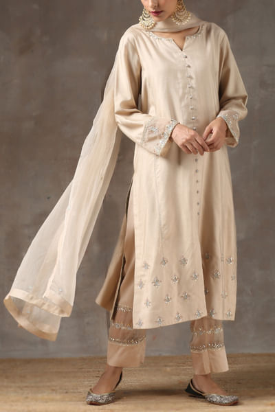 Fawn embroidered kurta set