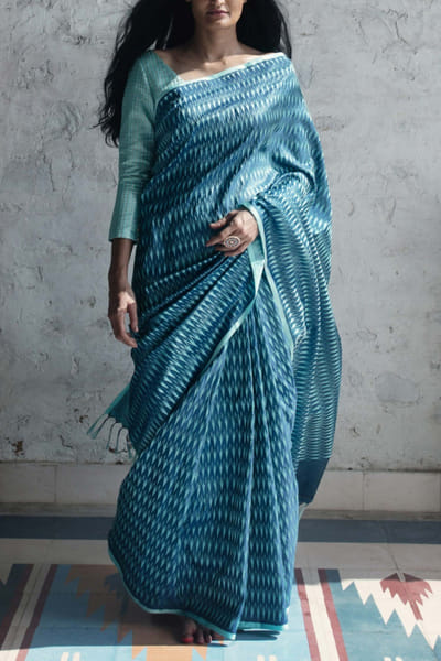 Blue benarasi silk sari