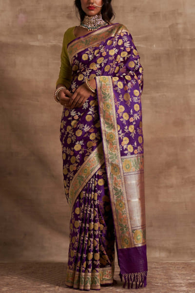 Kasturi Kundal Purple pure silk benarasi sari KSKBSTP21