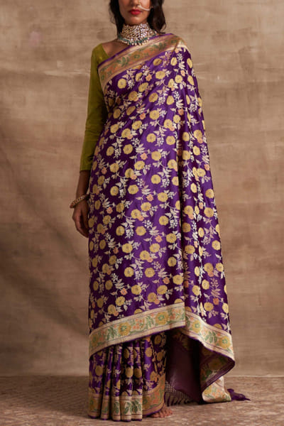 Kasturi Kundal Purple pure silk benarasi sari KSKBSTP21