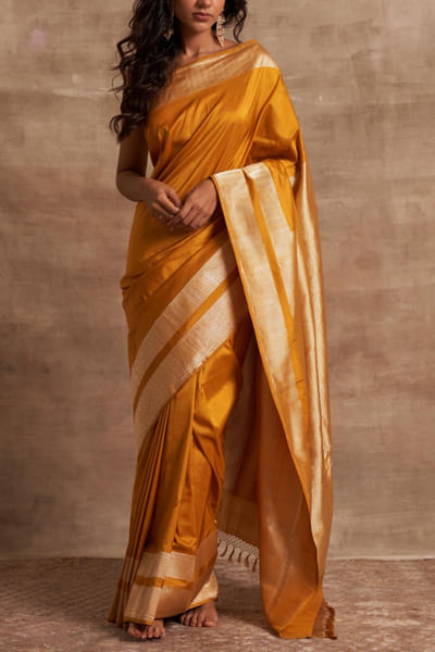 Mustard pure silk benarasi sari