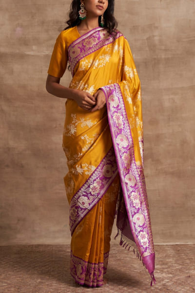 Mustard benarasi silk sari