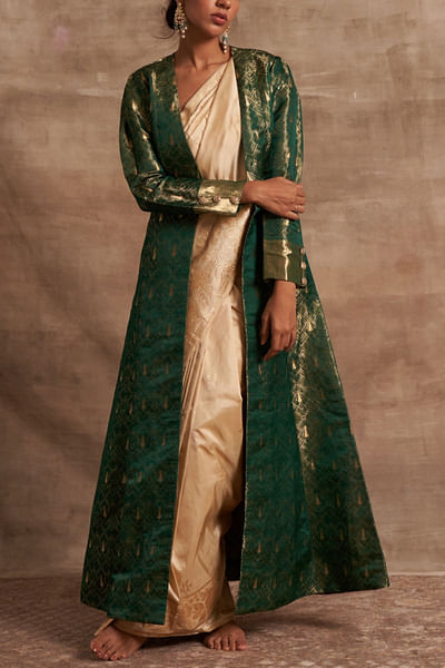 Green gold zari embellished jacket
