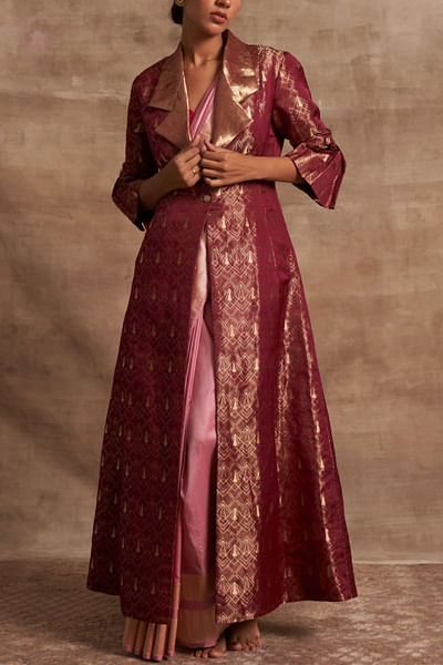 Wine benarasi handloom jacket