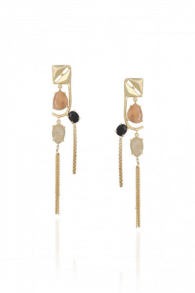 Multi-stone dangling earrings